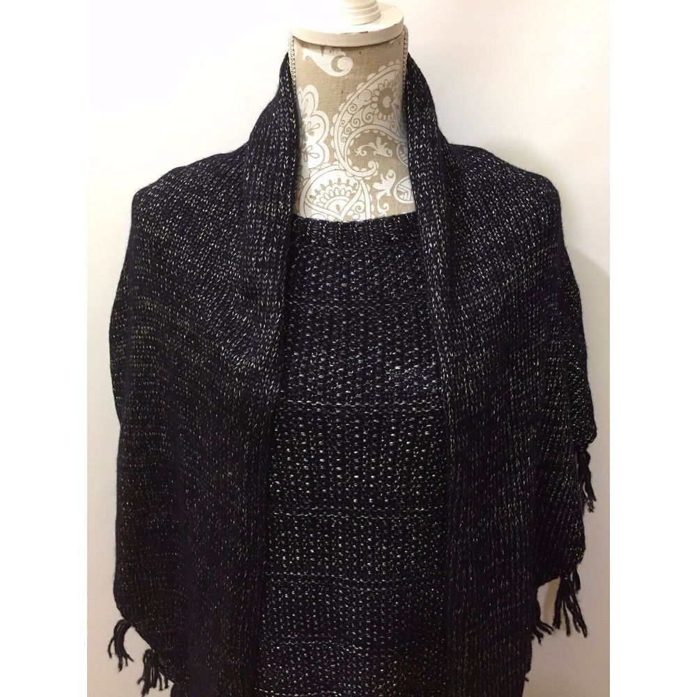 White House Black Sweater Shawl Set Women's Medium Black ‎ Long Sleeves - Picture 6 of 7
